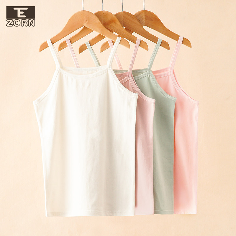 Girls A class solid color camisole summer spring and autumn students little girls small, medium and old children wear pure cotton underwear