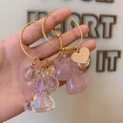 Girl heart crystal unicorn keychain Trailer key female pendant ring keychain creative personality simple
