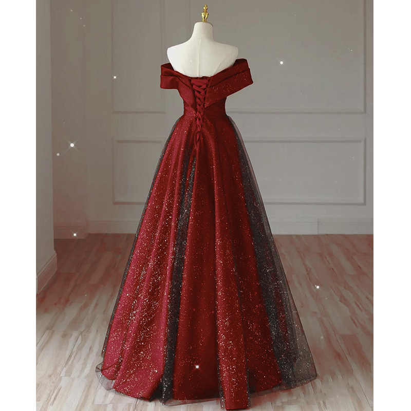Evening dress, red wedding shoes, wedding dress, suitable for teen, open shoulders, french style Evening dress, red wedding shoes, wedding dress, suitable for teen, open shoulders, french style