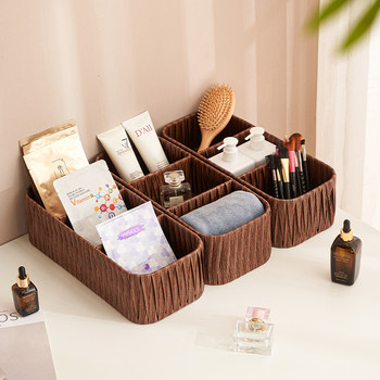 Desktop storage box plastic-woven cosmetics sorting basket household snack groceries grass art storage box living room entrance ornaments