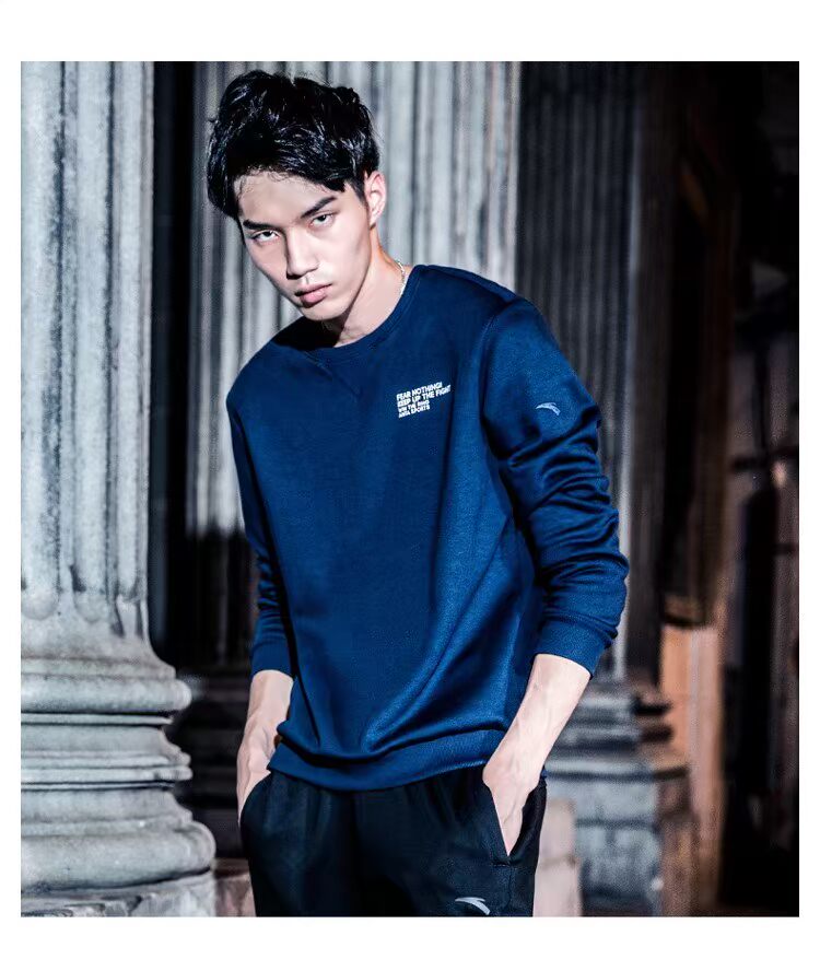Anta áo len nam cổ tròn 2018 xuân hè mới cộng với áo nhung dày ấm áp thể thao giản dị áo thun áo hoodie zip