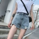 Mùa hè nhỏ nhắn cao 150cm và nữ ngắn cộng với size nhỏ XXS xé quần short denim ống rộng ống quần - Cộng với kích thước quần áo