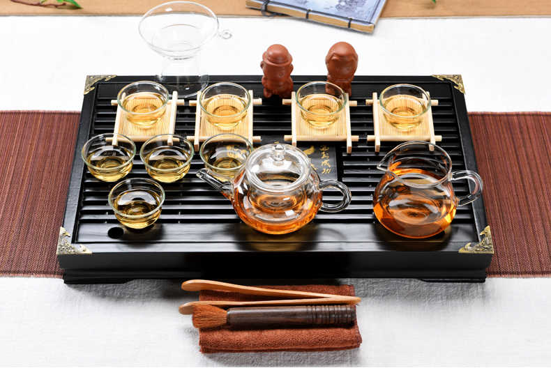 ZongTang purple ceramic kung fu tea set home office small solid wood tea tray drawer cups of tea table set