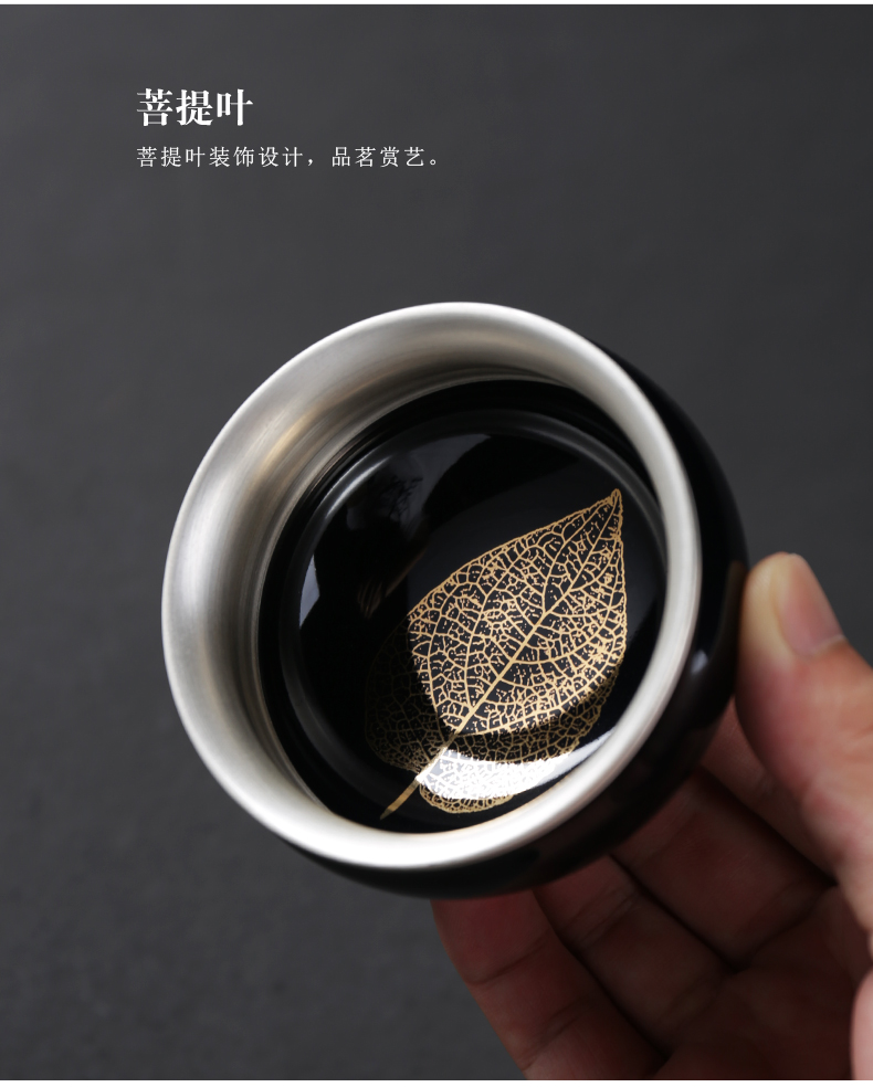 ZongTangYin ceramic cups tea master cup single CPU manually coppering. As kung fu sample tea cup silver cup bowl