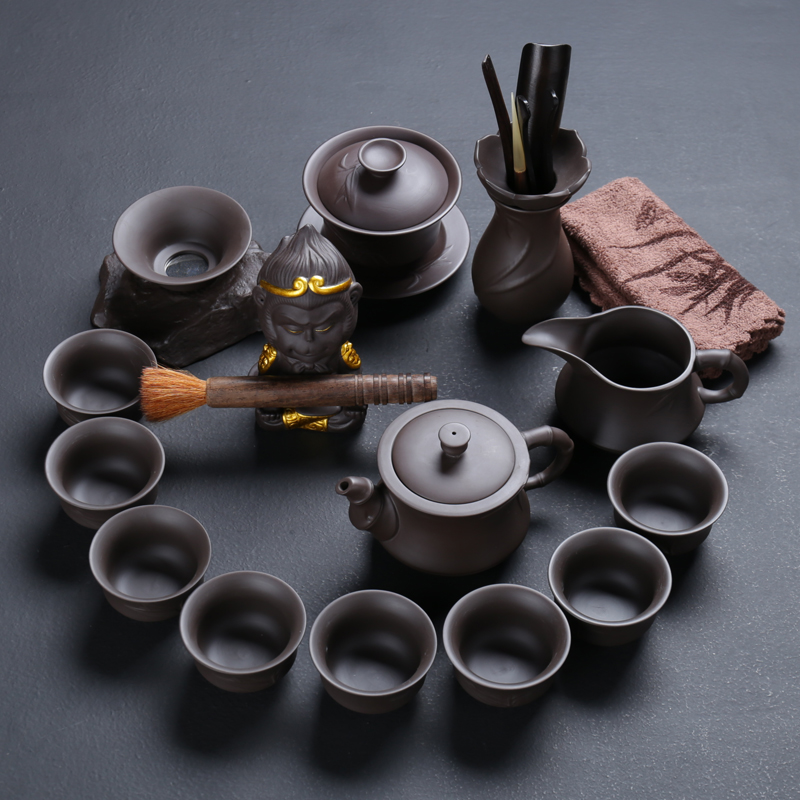 ZongTang violet arenaceous kung fu tea set yixing undressed ore it ceramic household tureen tea gift sets