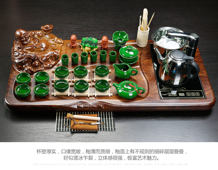 ZongTang tea set suit household pottery and porcelain of a complete set of automatic solid wood tea tray tea contracted kung fu tea tea sea