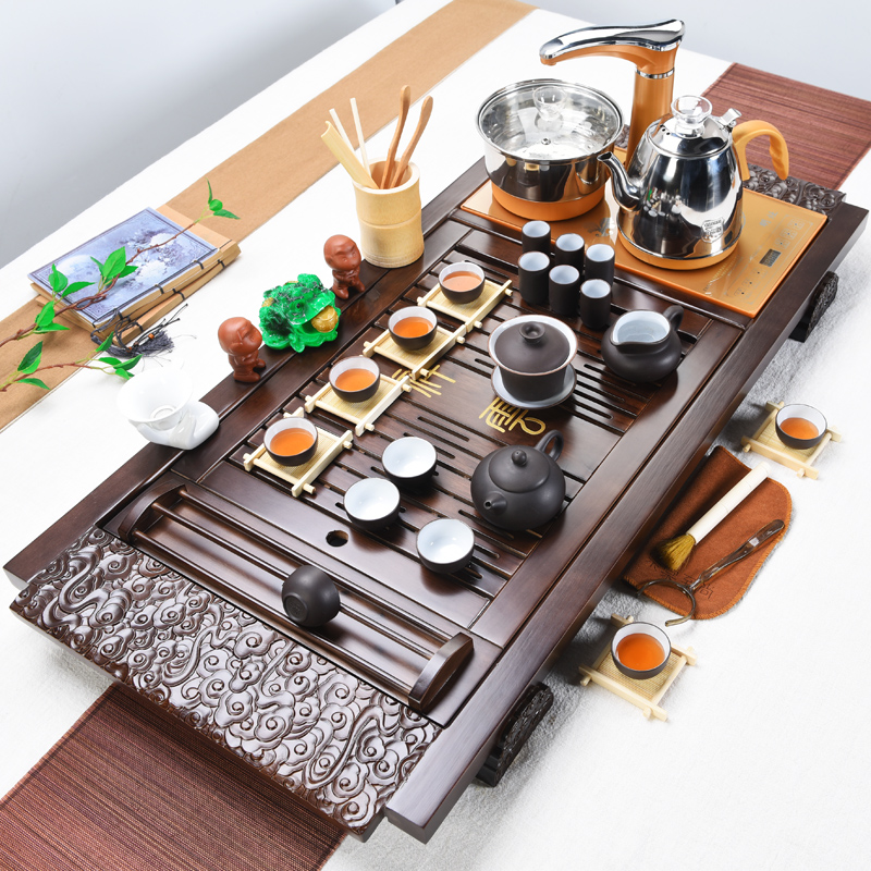 ZongTang ceramic tea set household automatic four unity of violet arenaceous kung fu tea tea solid wood tea tray tea sea