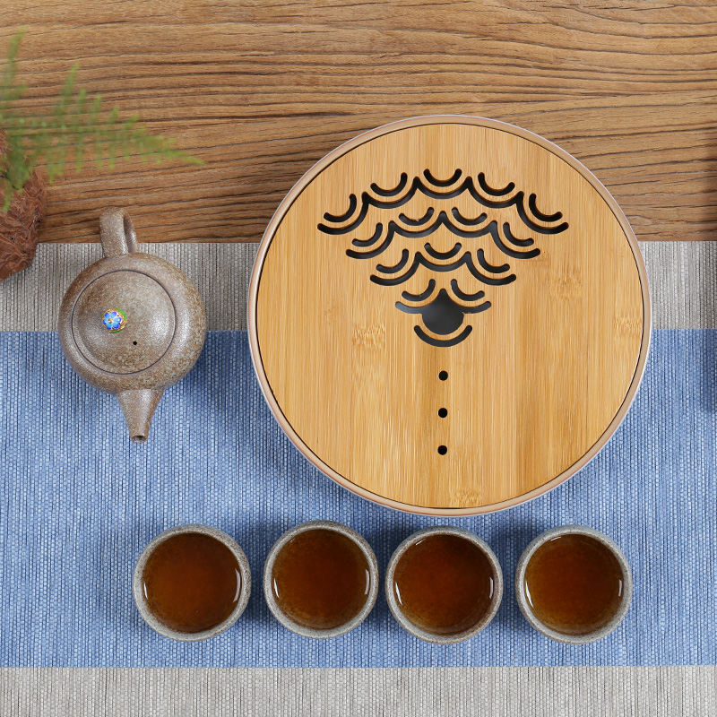 ZongTang coarse pottery tea tray ceramic medium circular reservoir type tea table Japanese dry sets of kung fu tea tea tray