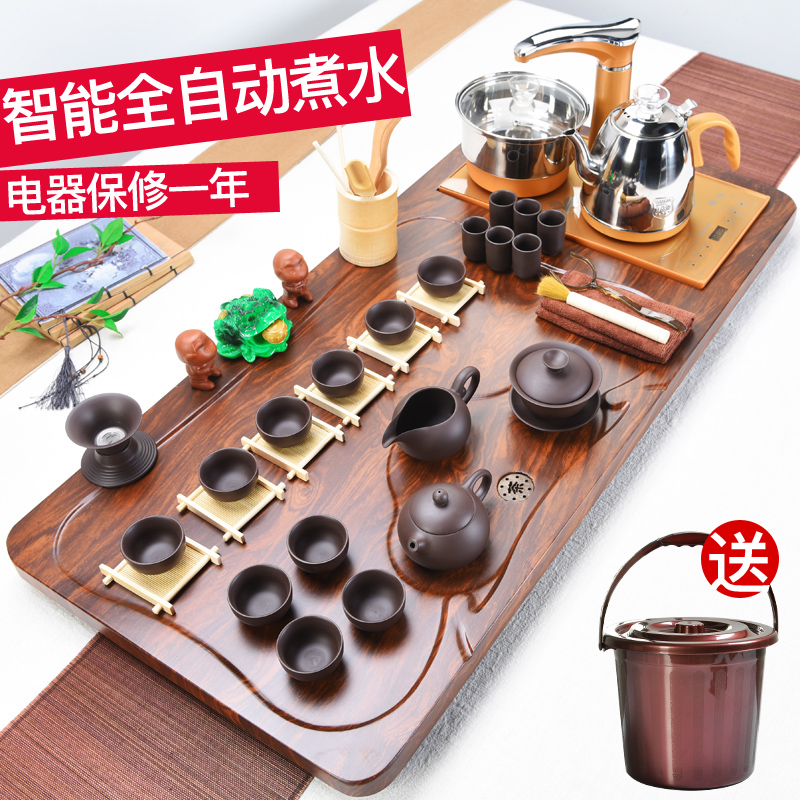 ZongTang automatic four unity tea set of household solid wood tea tray was kung fu of a complete set of violet arenaceous ceramic cups of tea