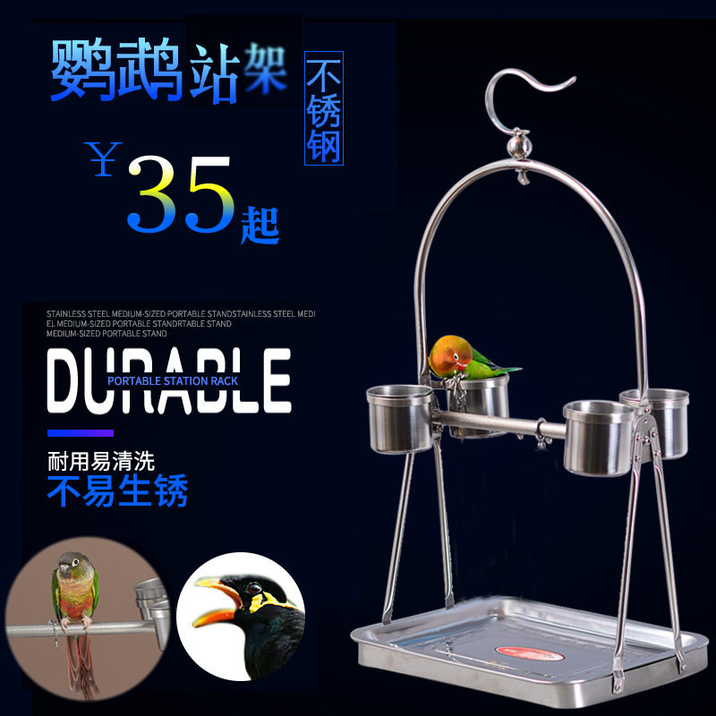 Stainless Steel Parrot Station Rack Peony Xuanfeng hanging rack Xiaofei 8 Gothic tiger leather parrot bird shelf foot chain foot ring supplies