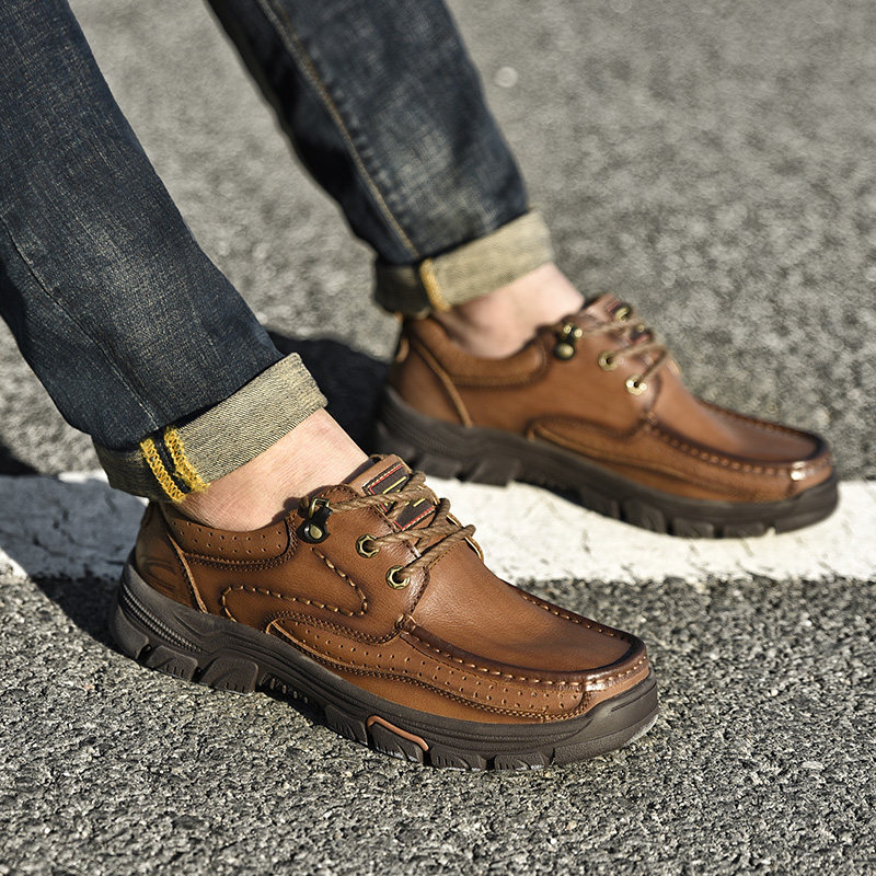 German Camel Dynamic Bulk Leather Shoes Men Shoes Autumn Winter Real Leather Tooling Shoes Outdoor Climbing Shoes Men Casual Shoes