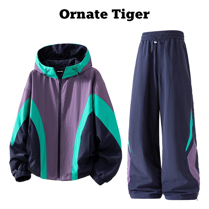 New Ornate Tiger American Casual Quick-Drying Suit with Color-Blocked Jacket and Pants, Slimming and Body-Covering Sportswear for Autumn New Ornate Tiger American Casual Quick-Drying Suit with Color-Blocked Jacket and Pants, Slimming and Body-Covering Sportswear for Autumn