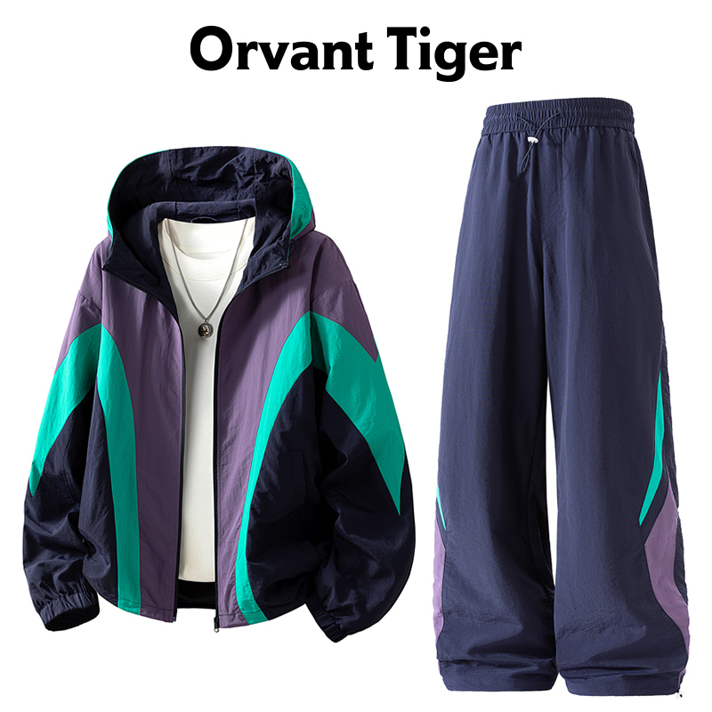 New Orvant Tiger Casual Quick-Drying Suit, Color-Blocked Jacket and Pants, Slimming and Body-Covering Sportswear Two-Piece Set New Orvant Tiger Casual Quick-Drying Suit, Color-Blocked Jacket and Pants, Slimming and Body-Covering Sportswear Two-Piece Set