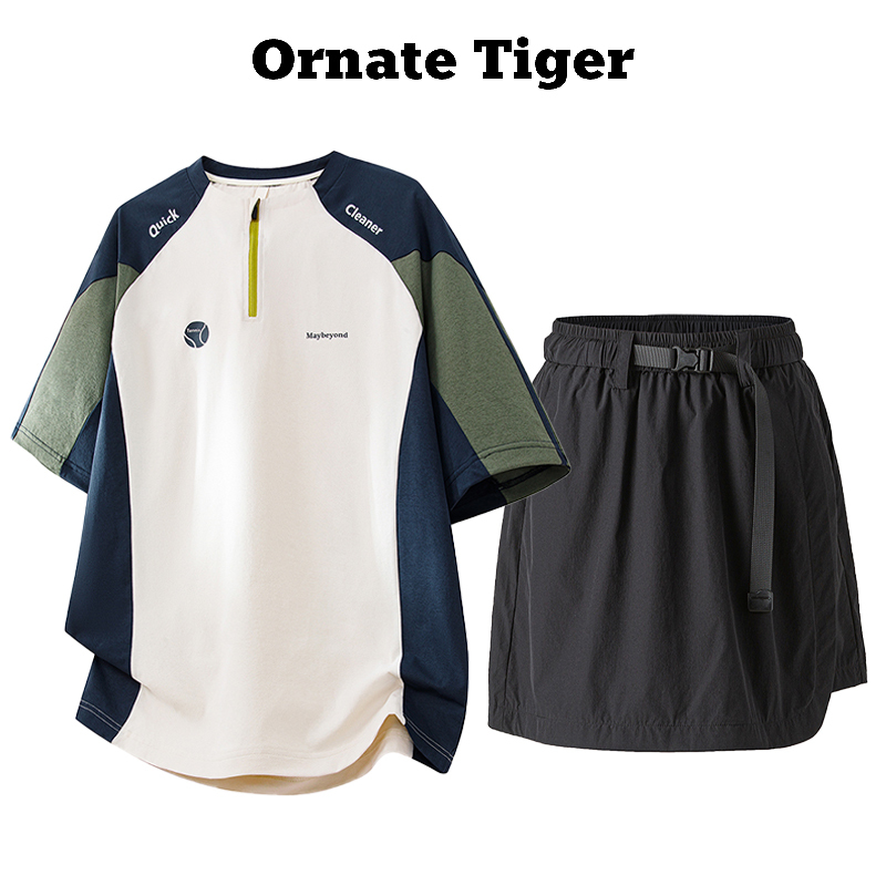 New Ornate Tiger2026 Color-Blocking Suit, Summer Outdoor Casual Sportswear Two-Piece Set, Slimming and Covering the Body