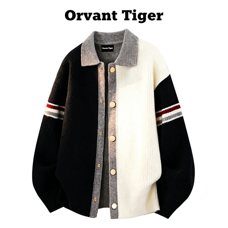 Orvant Tiger New Autumn and Winter Style Lazy and High-End Sweater Loose Cardigan Knitted Sweater Unisex Orvant Tiger New Autumn and Winter Style Lazy and High-End Sweater Loose Cardigan Knitted Sweater Unisex