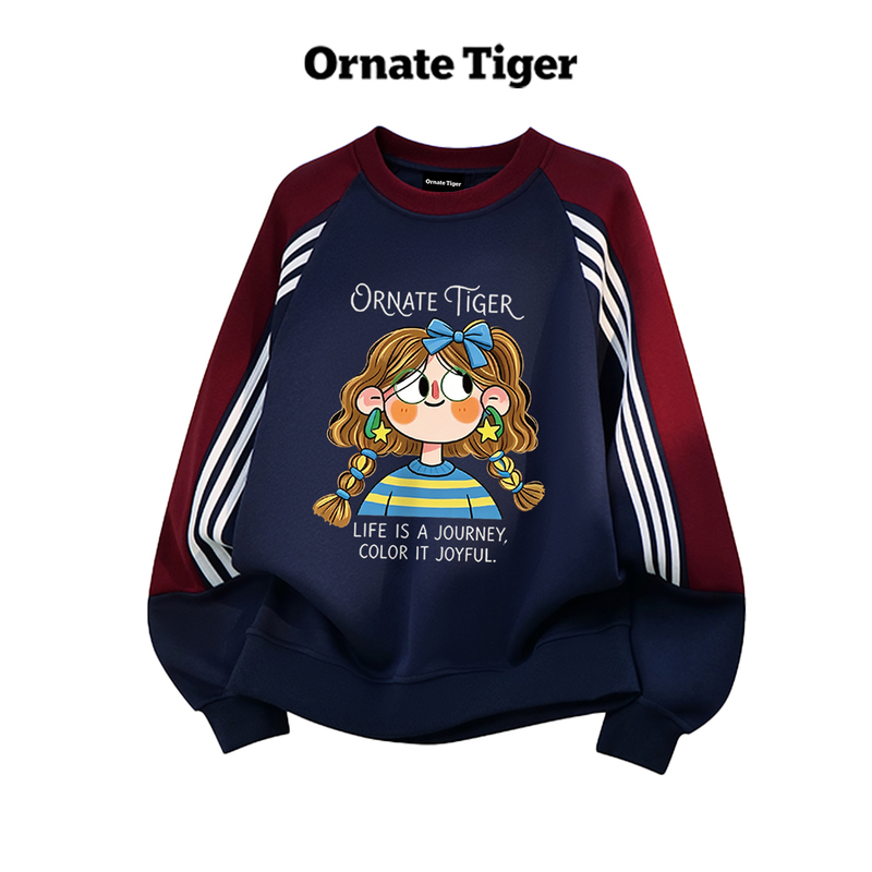 New Ornate Tiger Korean Style 2026 Autumn Round Neck Sweatshirt for Women, American Style Age-Reducing Loose Top Jacket