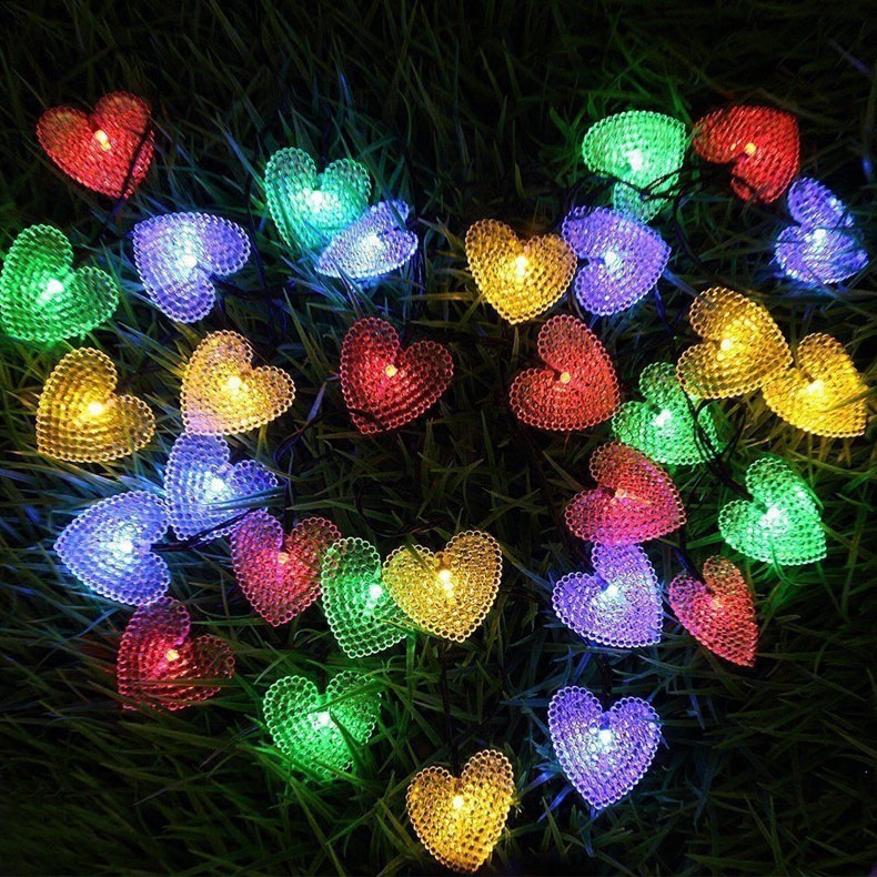 Loving Solar Lamp String Outdoor Waterproof Colorful Lights Balcony Garden Patio Night View Villa Yard Decoration View Light