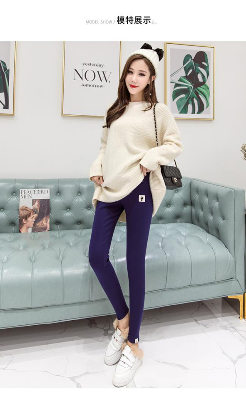 Quần legging bà bầu cộng với nhung dày 2018 thời trang mới cho mẹ bầu nâng bụng quần mùa thu đông mặc quần bà bầu quần bầu thu đông