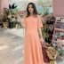 Đầm bà bầu mùa hè 2019 mới thời trang áo mẹ cotton dài áo thun rộng đến đầu gối mùa hè - Áo thai sản Áo thai sản