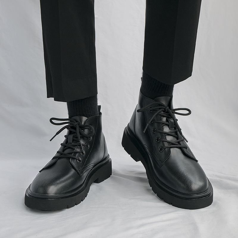 2022 autumn Martin boots men's British high-top men's boots mid-tube ins leather shoes men's tooling Korean version of the trendy men's short boots