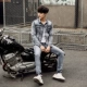 Mùa xuân và mùa thu Cặp đôi phù hợp với denim Nam giới Sinh viên mỏng Hàn Quốc Áo khoác nam denim Áo khoác nam hợp thời trang - Cực lớn