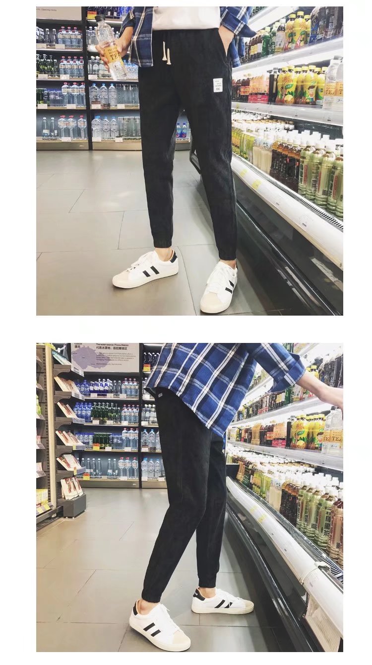 Mùa xuân và mùa thu nhung quần chín quần nam giản dị Slim chân quần harem quần nam quần quần nam quần quần vải nam