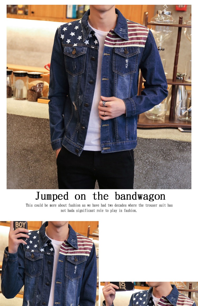 Mùa xuân và mùa thu nam Áo khoác mỏng Quần denim Bộ quần áo nam Xu hướng Hàn Quốc Áo khoác nam giản dị Quần áo ba mảnh áo khoác hoodie nam