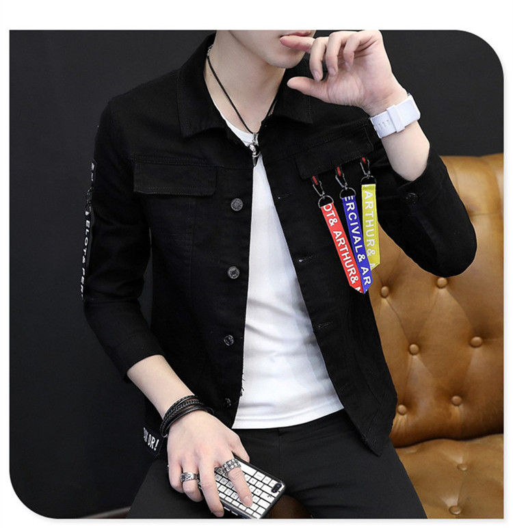 Bộ đồ denim nam mùa xuân và mùa thu phiên bản Hàn Quốc 2018 xu hướng mới đẹp trai hoang dã quần áo nam giản dị áo khoác mỏng