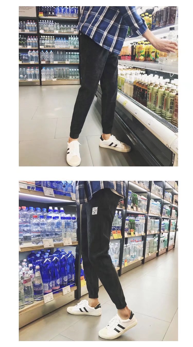 Mùa xuân và mùa thu nhung quần chín quần nam giản dị Slim chân quần harem quần nam quần quần nam quần quần vải nam