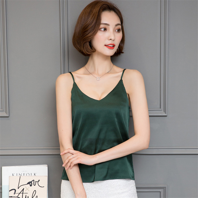 Buy True silk satin V-neck sling vest female wearing a bottomed shirt ...