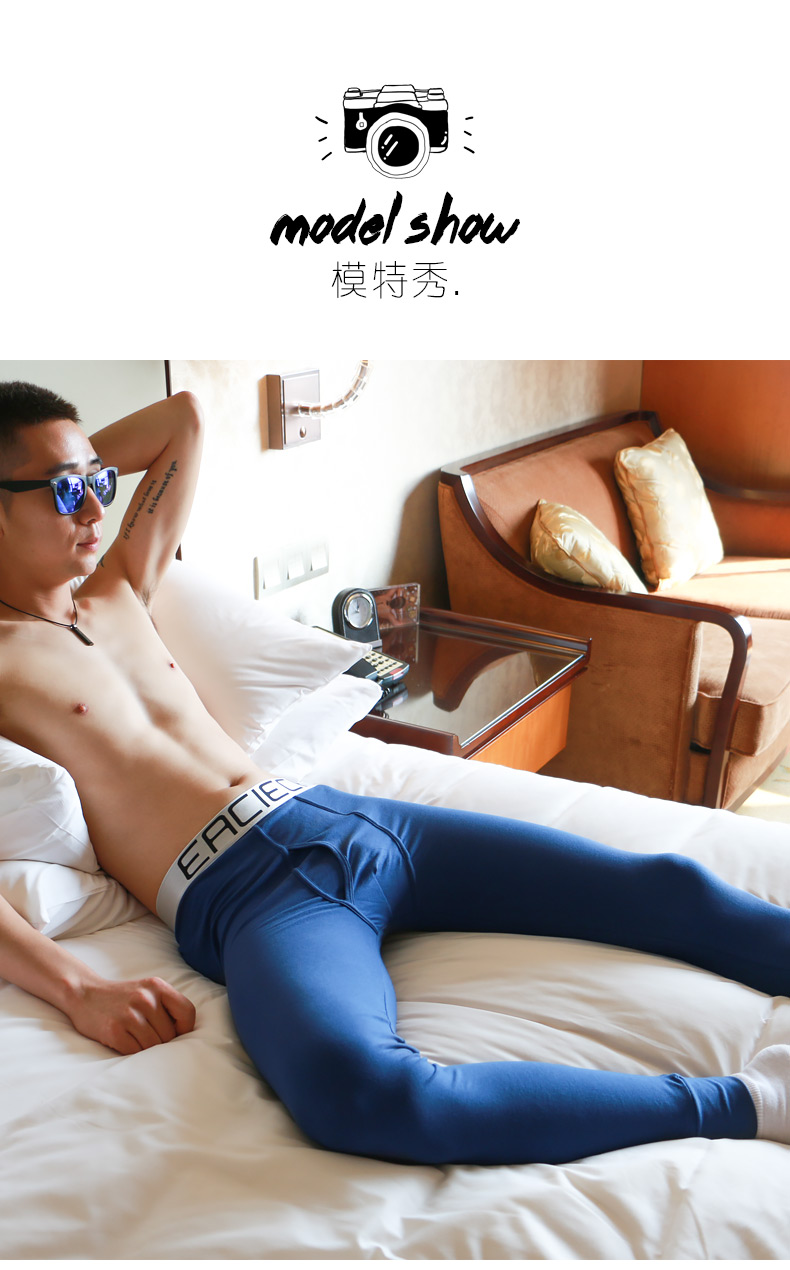 Quần nam mùa thu One Piece Cotton Quần ấm Tuổi trẻ và mùa thu Quần legging gợi cảm Quần skinny Skinny Slim các loại quần giữ nhiệt