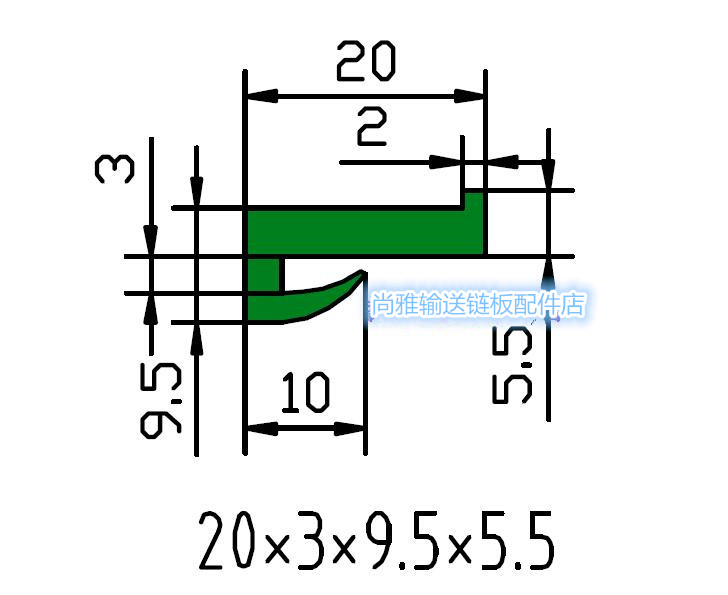 K-type cushion strip PE green wear-resistant strip chain plate conveyor accessories K-type friction lining strip running water conveyor friction strip
