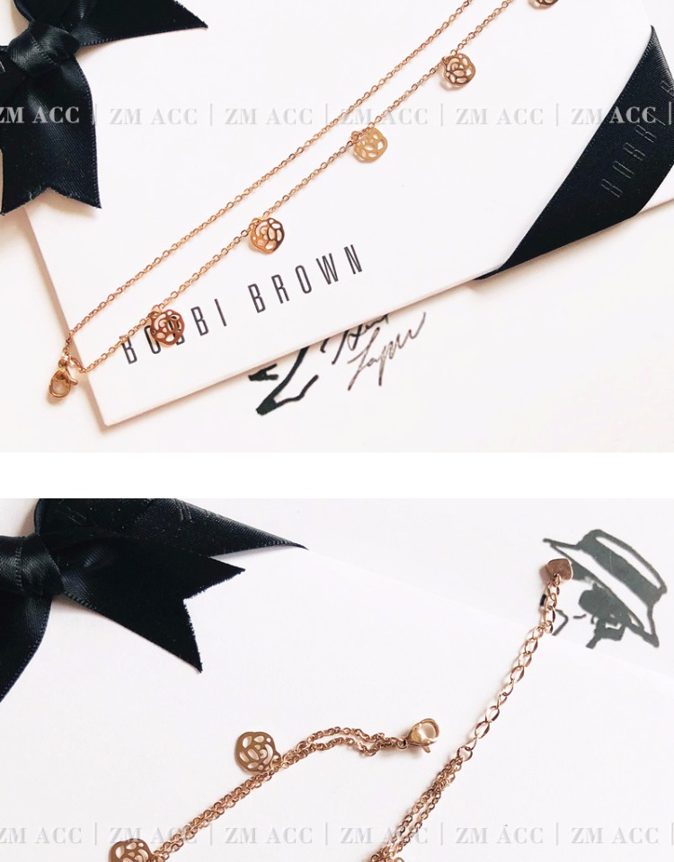 ZM ACC thời trang mới khí chất rỗng hoa hồng tăng gấp đôi titan thép vòng chân nữ chân trần trang sức chân nhẫn - Vòng chân lắc chân vàng tây