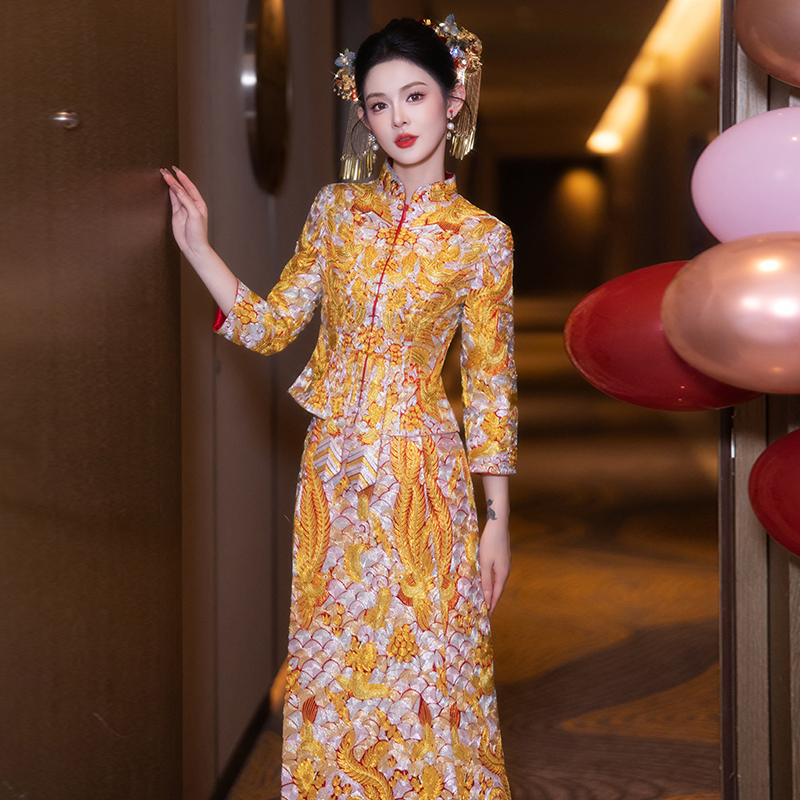 Dragon and Phoenix Gown 2026 New Style Xiuhe Dress Bride Wedding Gown Royal Chinese Style Wedding Dress Heavy Craftsmanship Slim Fit Toast Dress Skirt Gown