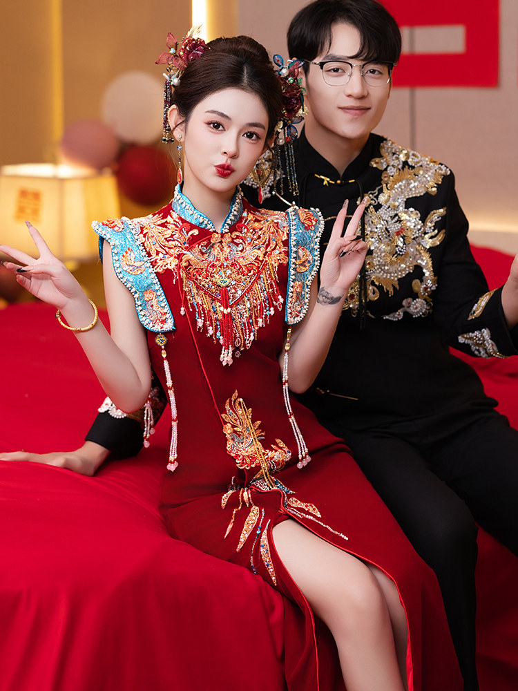 Xiuhefu 2025 new arrival red cheongsam, bride's classy wedding and