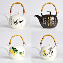 Teapot ceramic large lifting beam teapot large capacity heat-resistant cool kettle with filter teapot tea set