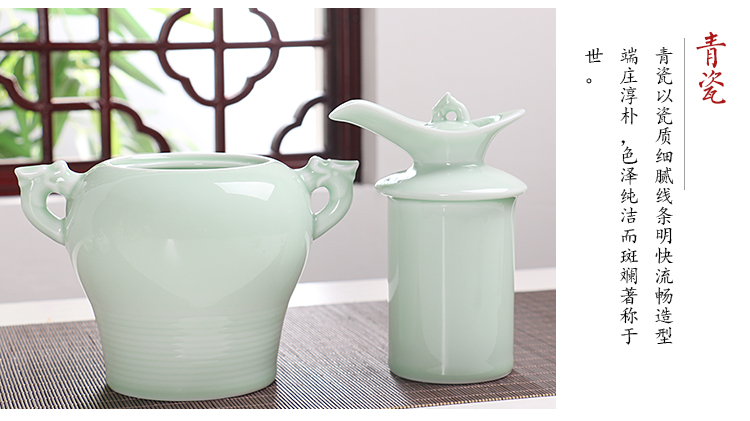 Celadon một nửa catty ấm rượu vang ấm rượu vang ấm vàng trắng rượu vang rượu vang mát rượu vang gốm - Rượu vang ly rượu vang