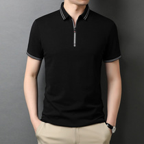 Summer zipper lapel short sleeve T-shirt men cotton half sleeve t blood Korean Business Mens cotton polo shirt shirt