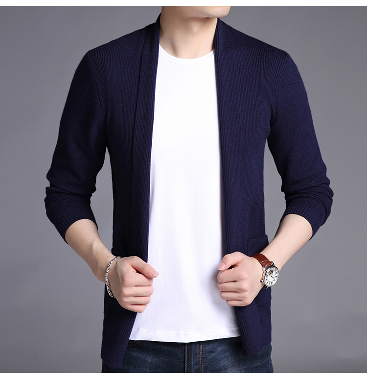 Áo len cardigan nam mỏng áo khoác mùa xuân 2018 mới dài tay áo Hàn Quốc Casual nam dệt kim áo len màu rắn