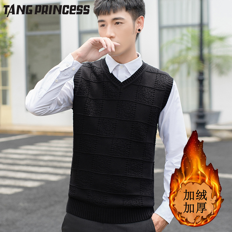 Gush vest men's winter warm thickened knit sweater vest V collar sleeveless body waistcoat male waistcoat waistcoat