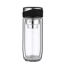 Water cup with customized logo and engraving printable pattern double-layer glass cup printed cup wholesale event gift advertising cup