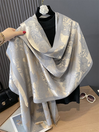 Hong Kong Bng Cashmere Scarf for Mom, Women's Scarf, 2025 New Model, Winter Dual-Use, High-End Gift for Middle-Aged and Elderly