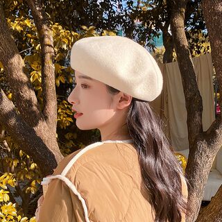 Hong Kong Bng Women's Wool Beret White Autumn/Winter 2024 New Large Head Circumference Retro Painter Beret Hat