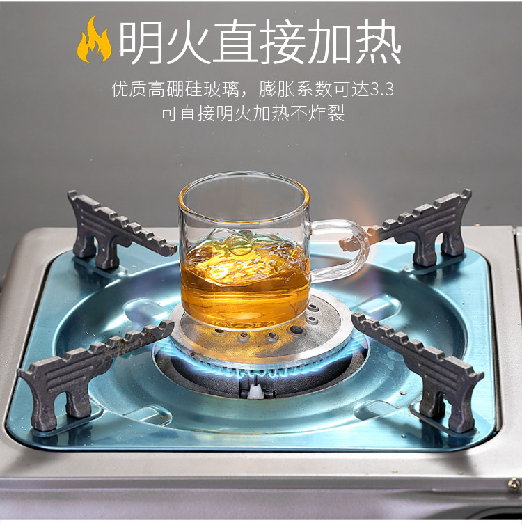 Small tea cup 120ML handle tea cup small cup drinking tea coffee cup glass high temperature resistant glass cup hot water resistant cup