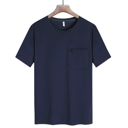 Хлопковая футболка с коротким рукавом для отдыха, 40-50 лет, для среднего возраста, круглый воротник