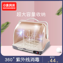 Baby bottle storage box Baby tableware UV disinfection drain rack with cover dustproof portable large storage box
