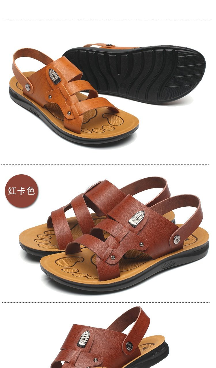 Dép nam mùa hè giày da bãi biển đất 2018 new wave new cha trung niên cộng với size dép đôi dép rọ gucci