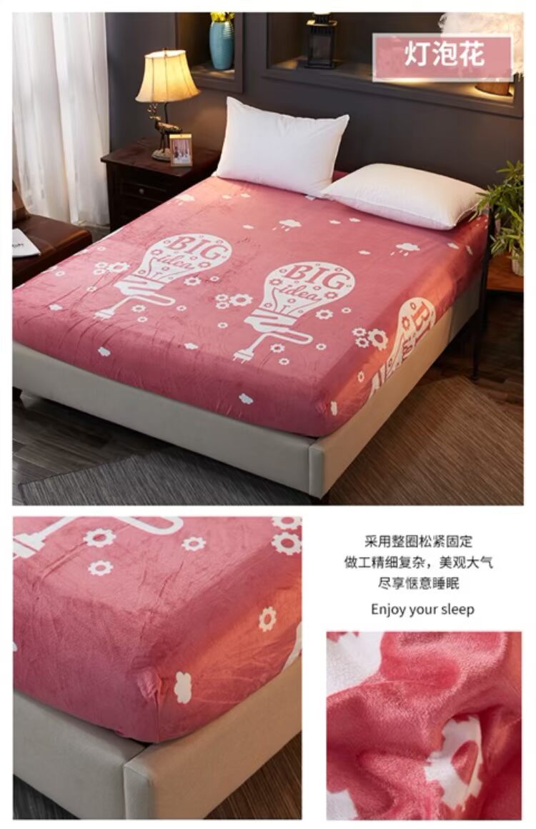 Khăn trải giường bảo vệ che bụi phủ giường 笠 Bộ đồ nhung Falan đơn đặt dày pha lê san hô nhung trẻ em ký túc xá mùa đông Ga phủ giường Everon