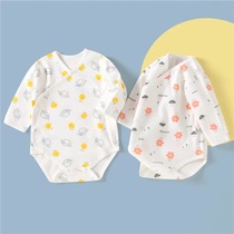 Baby cotton one-piece spring and Autumn pajamas Female baby boy triangle coat long sleeve newborn monk clothes pure cotton