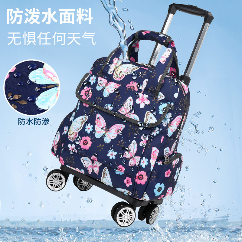 Ultra-Light Trolley Backpack, Mini Luggage Bag, Portable Foldable Carry-On with Universal Wheels, Waterproof Printed Small Trolley Ultra-Light Trolley Backpack, Mini Luggage Bag, Portable Foldable Carry-On with Universal Wheels, Waterproof Printed Small Trolley